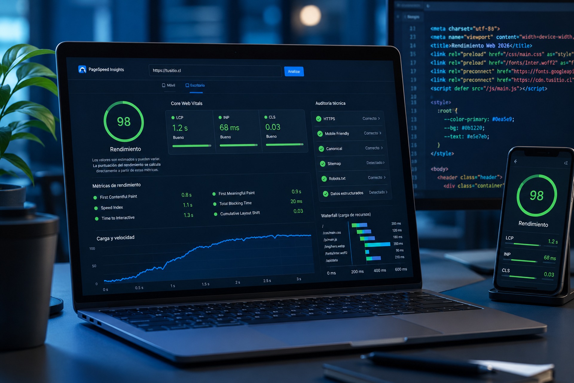 Imagen destacada sobre SEO técnico, Core Web Vitals y velocidad web