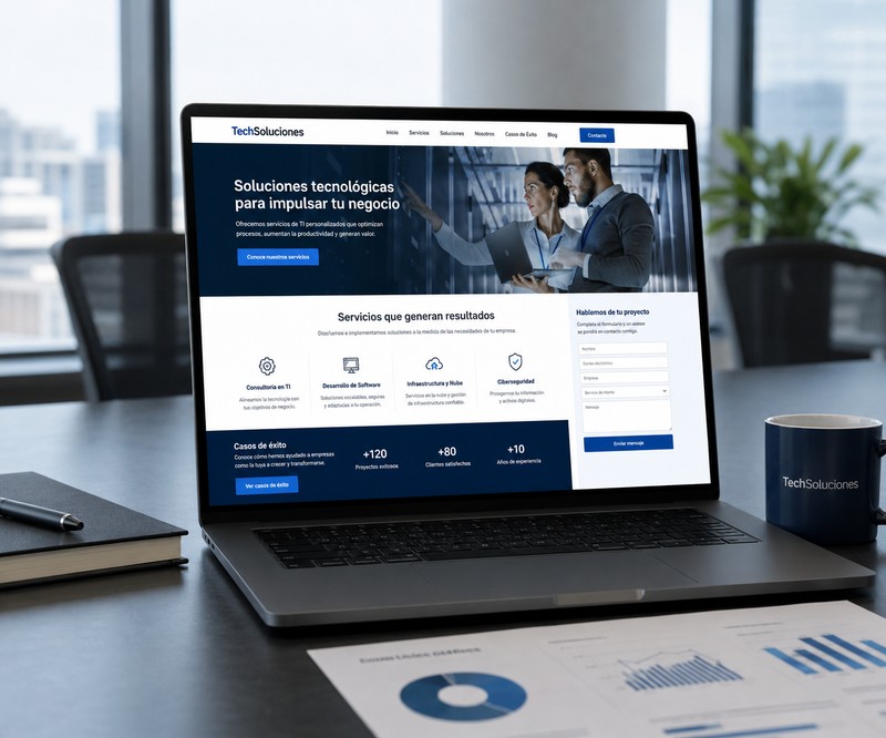 Imagen representativa de TechSoluciones, empresa B2B de tecnología cliente de SEOPlus